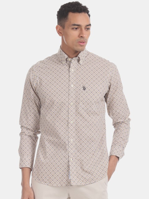

U.S. Polo Assn. Men Yellow & Blue Regular Fit Printed Casual Shirt
