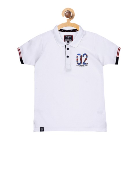 

Monte Carlo Boys White & Black Printed Polo Collar T-shirt
