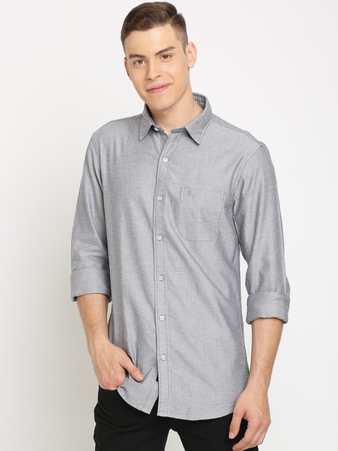 

TED HARBOR Men Grey Slim Fit Solid Casual Shirt