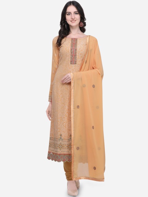 

Stylee LIFESTYLE Orange Poly Georgette Semi-Stitched Dress Material