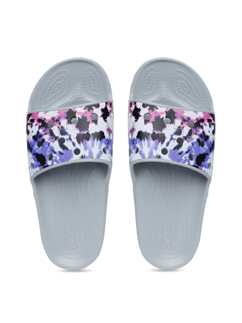 

Crocs Unisex Lavender & Blue Printed Classic Sliders