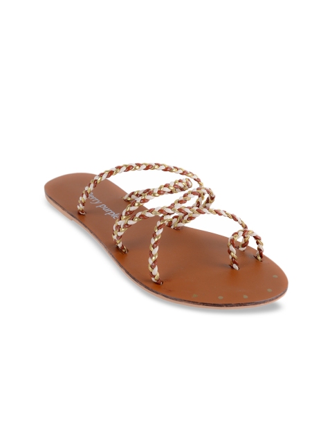 

Berry Purple Women Rust Red & White Colourblocked One Toe Flats