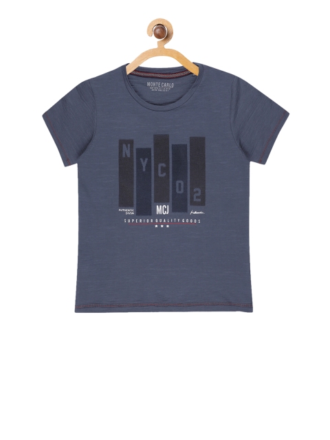 

Monte Carlo Boys Navy Blue Printed Round Neck T-shirt