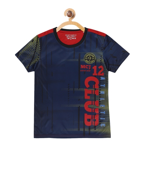 

Monte Carlo Boys Navy Blue & Red Printed Round Neck T-shirt