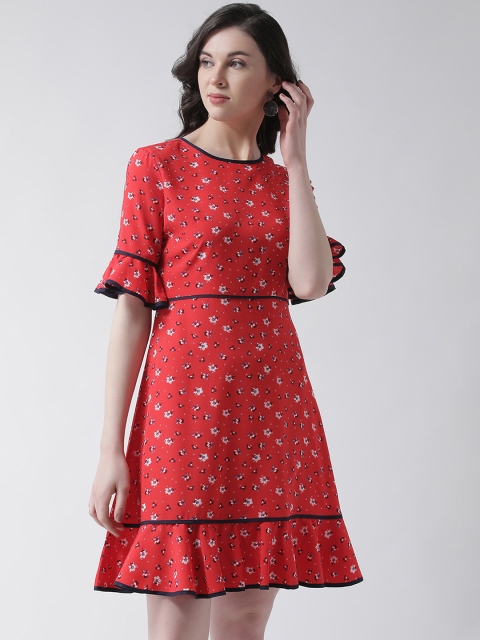 

Aayna Women Red Floral Printed Fit and Flare Dress