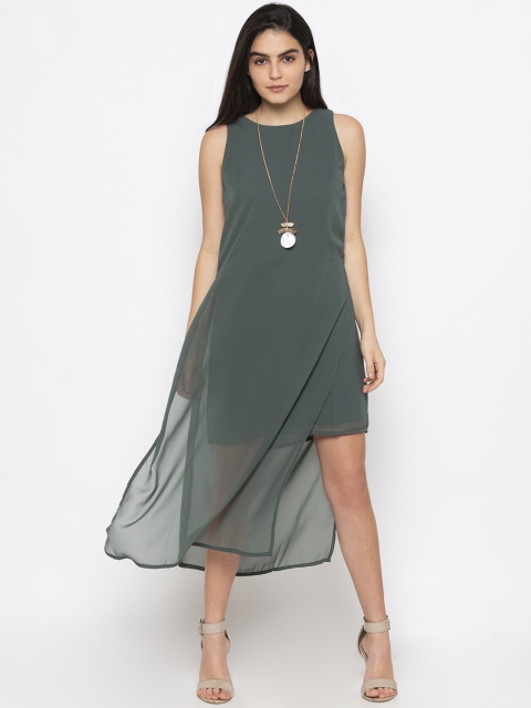 

Iti Women Green Solid A-Line Dress