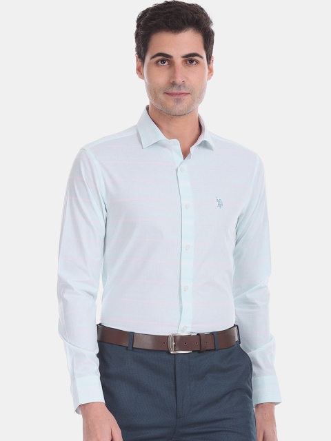 

U.S. Polo Assn. Men Blue Regular Fit Striped Formal Shirt