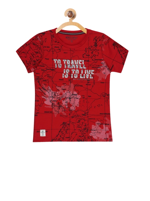 

Monte Carlo Boys Red & Black Printed Round Neck T-shirt
