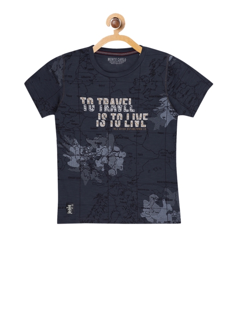 

Monte Carlo Boys Navy Blue Printed Round Neck T-shirt