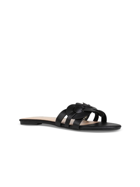 

Addons Women Black Solid Open Toe Flats