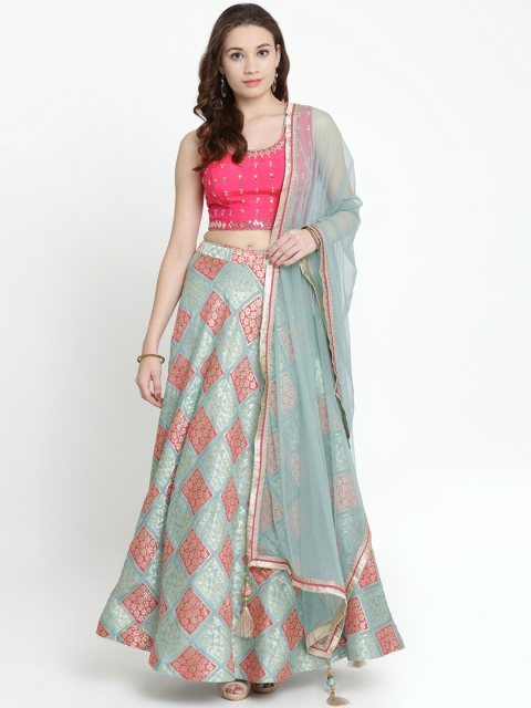 

Koskii Green & Magenta Embellished Ready to Wear Lehenga & Blouse with Dupatta
