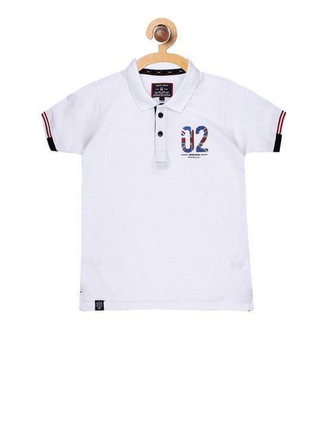 

Monte Carlo Boys White Printed Polo Collar T-shirt