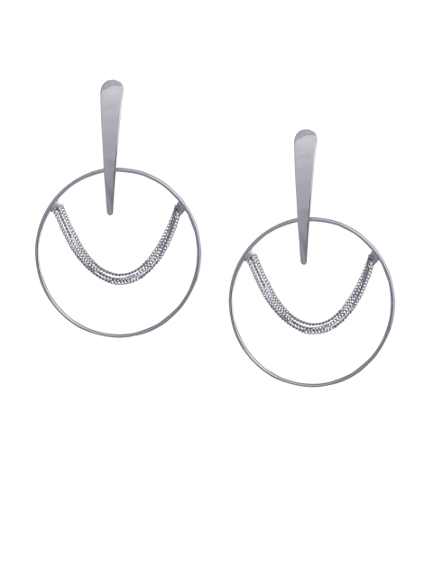 

Mali Fionna Silver-Toned Circular Drop Earrings