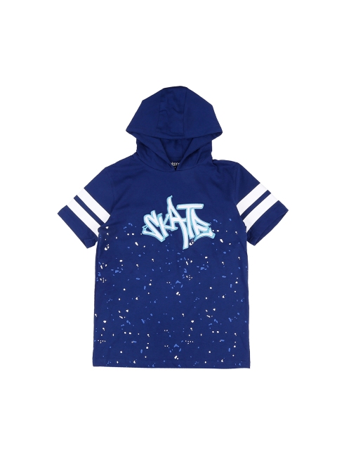 

Pantaloons Junior Boys Navy Blue White Printed Hood Pure Cotton T-shirt