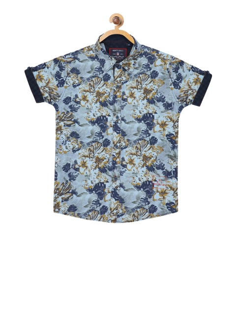 

Monte Carlo Boys Blue & Brown Slim Fit Printed Casual Shirt