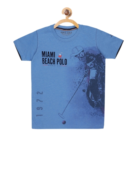 

Monte Carlo Boys Blue Printed Round Neck T-shirt