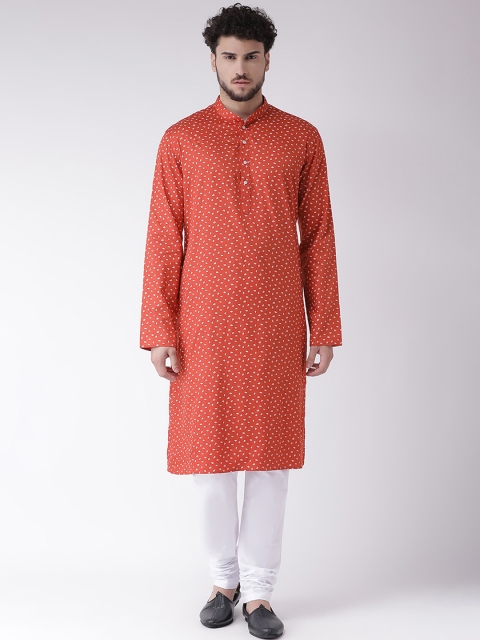 

TABARD Men Red & White Printed Kurta with Churidar