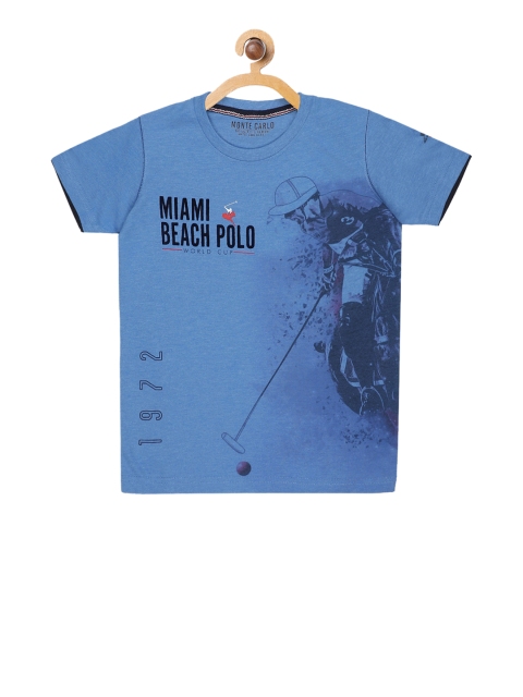 

Monte Carlo Boys Blue Printed Round Neck T-shirt