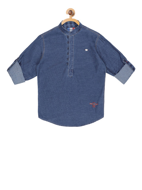 

Monte Carlo Boys Blue Slim Fit Solid Casual Shirt