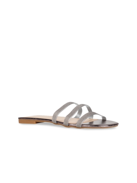 

Addons Women Grey Embellished Open Toe Flats