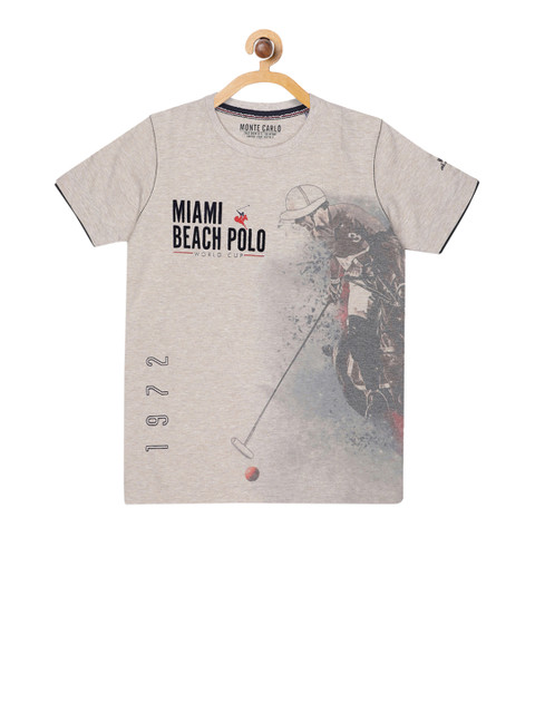 

Monte Carlo Boys Grey Printed Round Neck T-shirt