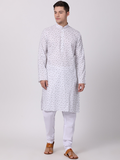 

TABARD Men White & Grey Printed Kurta with Churidar