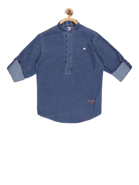 

Monte Carlo Boys Blue Slim Fit Solid Casual Shirt