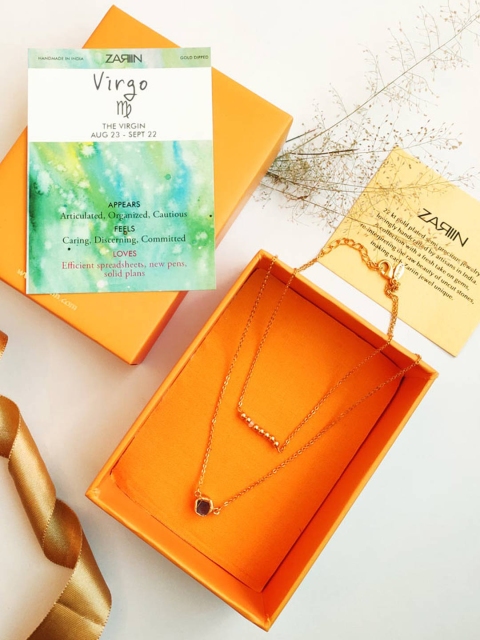 

Zariin Gold-Plated Amethyst Stone Virgo Zodiac Necklace