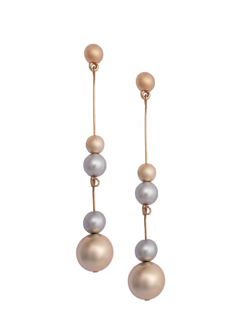 

Mali Fionna Gold-Toned & Silver-Toned Circular Drop Earrings