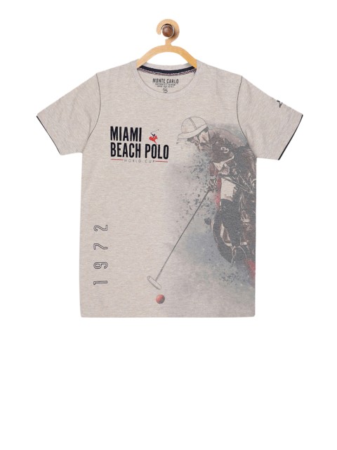 

Monte Carlo Boys Grey Printed Round Neck T-shirt