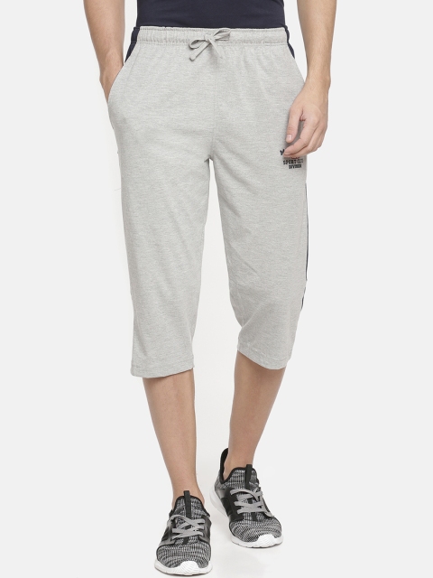 

Macroman M-Series Men Grey Melange Printed Regular Fit Sports Shorts