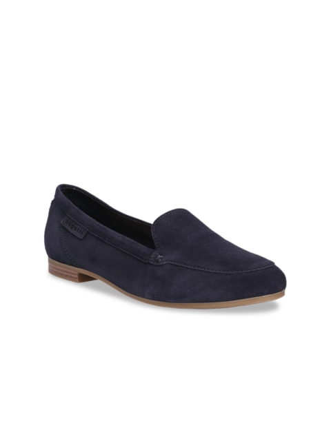 Women Blue Solid Suede Ballerinas