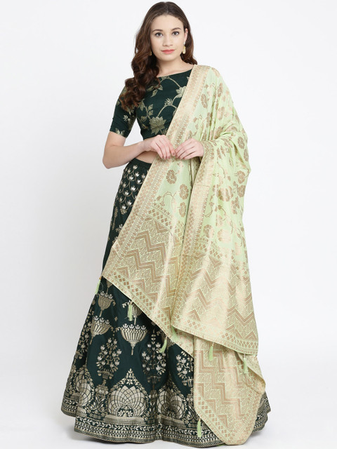 

Koskii Green Semi-Stitched Lehenga & Blouse with Dupatta