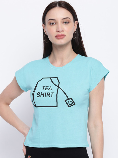 

Everlush Women Turquoise Blue Printed Top