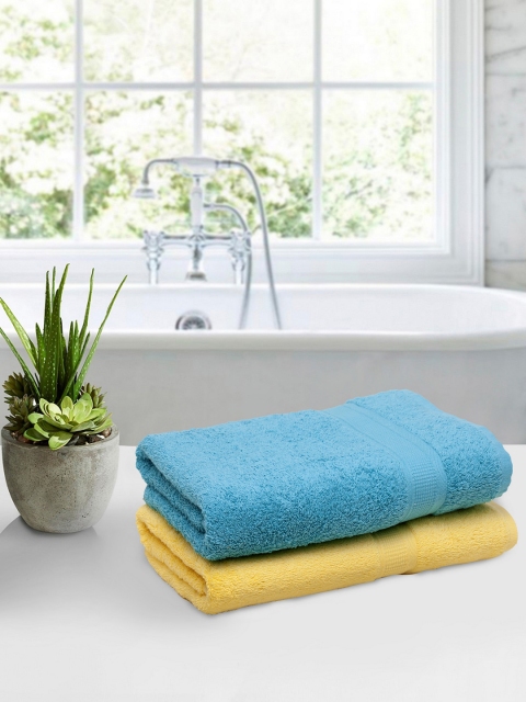 

BOMBAY DYEING Unisex Set Of 2 Solid 450 GSM Bath Towels, Yellow