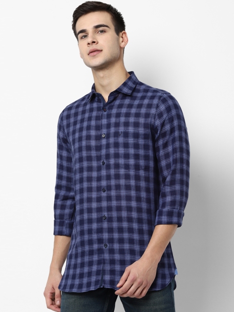 

Allen Solly Men Navy Blue Slim Fit Checked Linen Casual Shirt