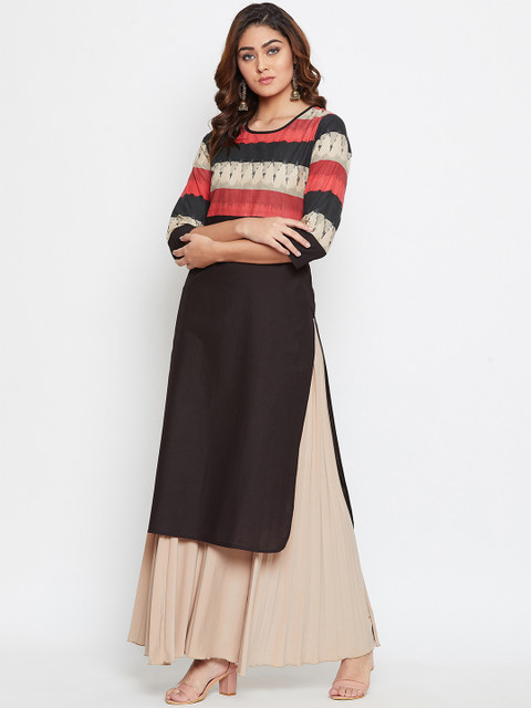 

Prakhya Women Red & Black Printed Straight Kurta