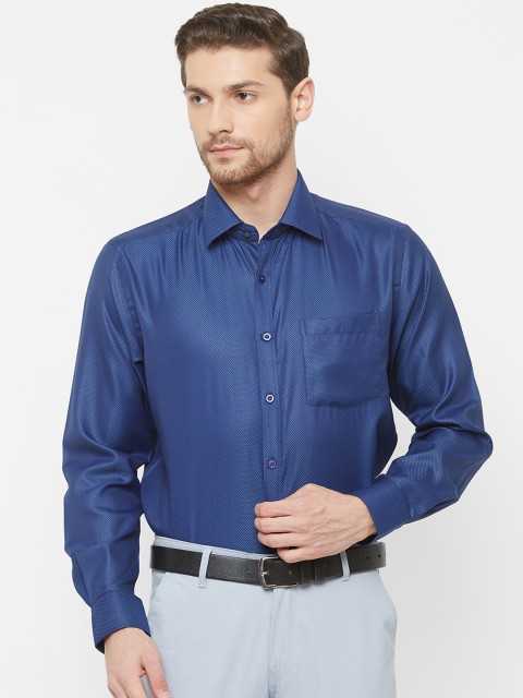 

EQUINOX Men Navy Blue Regular Fit Self Design Formal Shirt