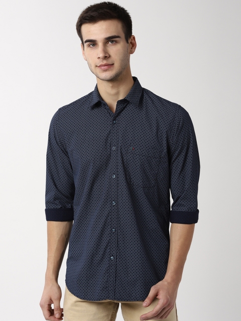 

Peter England Casuals Men Navy Blue Slim Fit Printed Casual Shirt