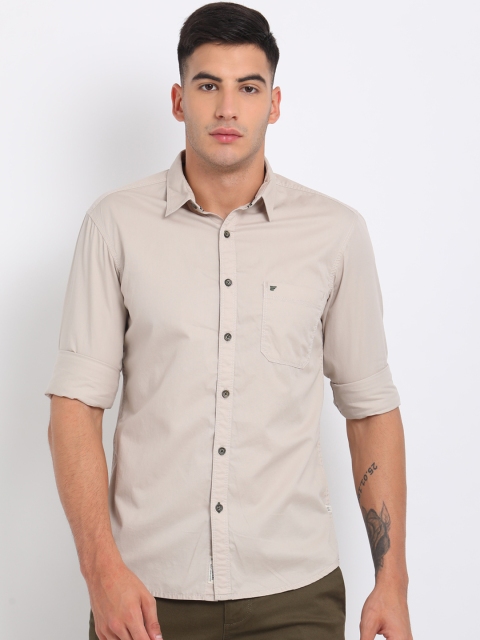 

t-base Men Beige Regular Fit Solid Casual Shirt
