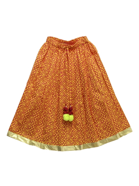 

My Little Lambs Girls Orange & Red Printed A-Line Maxi Skirt