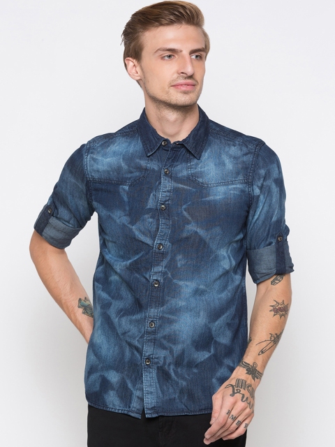 

Globus Men Blue Slim Fit Faded Casual Denim Shirt