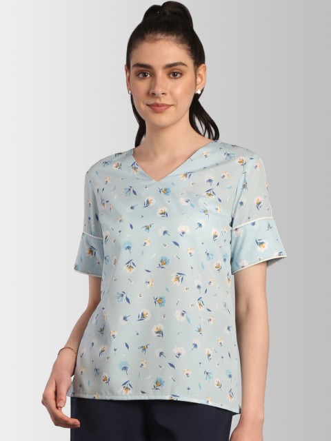 

FableStreet Women Blue Printed Top