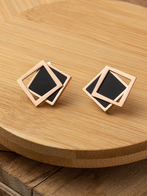 

E2O Rose Gold-Plated & Black Contemporary Studs