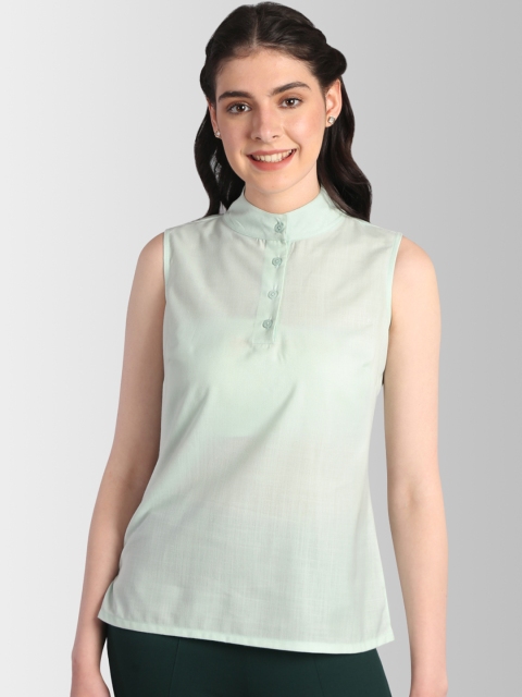 

FableStreet Women Green Solid Shirt Style Top