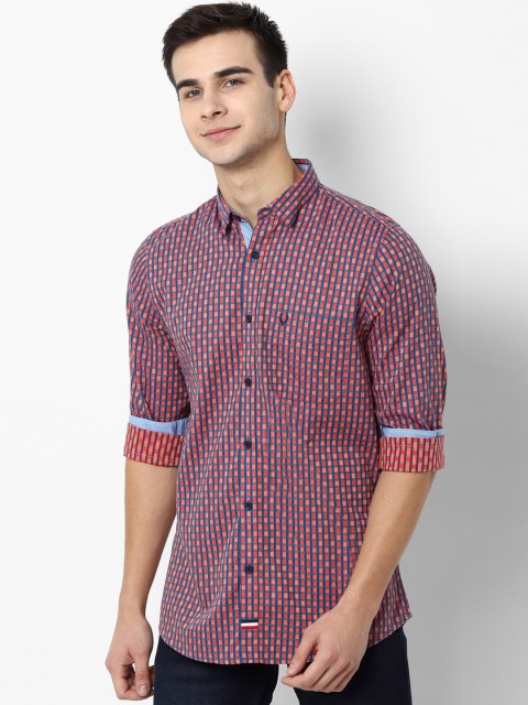 

Allen Solly Men Orange & Blue Slim Fit Checked Casual Shirt
