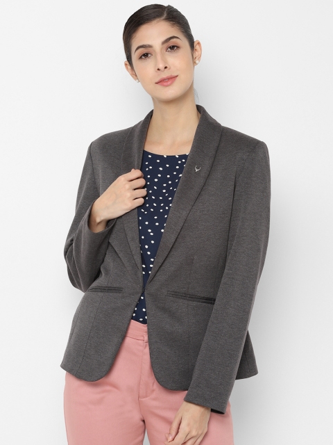 

Allen Solly Women Grey Striped Single Breasted Blazer