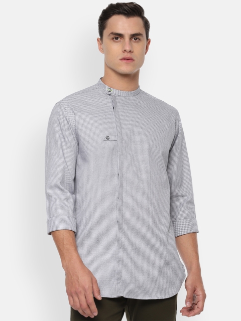 

V Dot Men Grey Slim Fit Printed Casual Shirt
