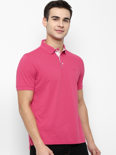 

SIMON CARTER LONDON Men Pink Solid Slim Fit Polo Collar T-shirt