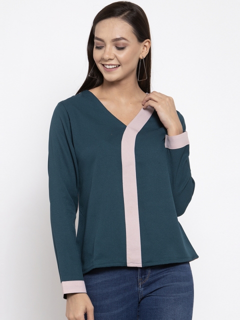 

armure Women Green & Pink Colourblocked Top